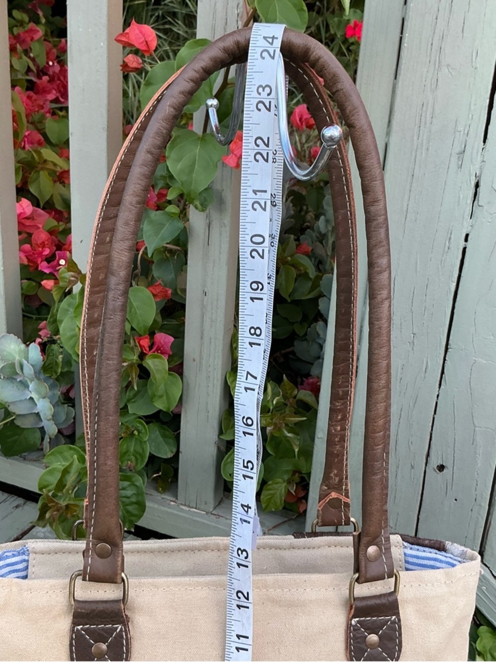 Clay Ray Beige & Brown Star Canvas Country Western Rustic Tote Bag Nwt — image 7 of 8